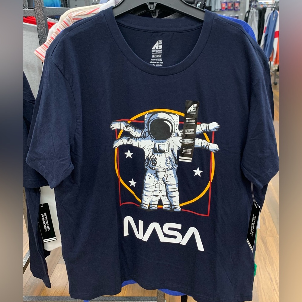 NASA Navy Dark Blue Cotton Unisex Graphic Short Sleeve Tee T-shirt Shirt Sz XXL